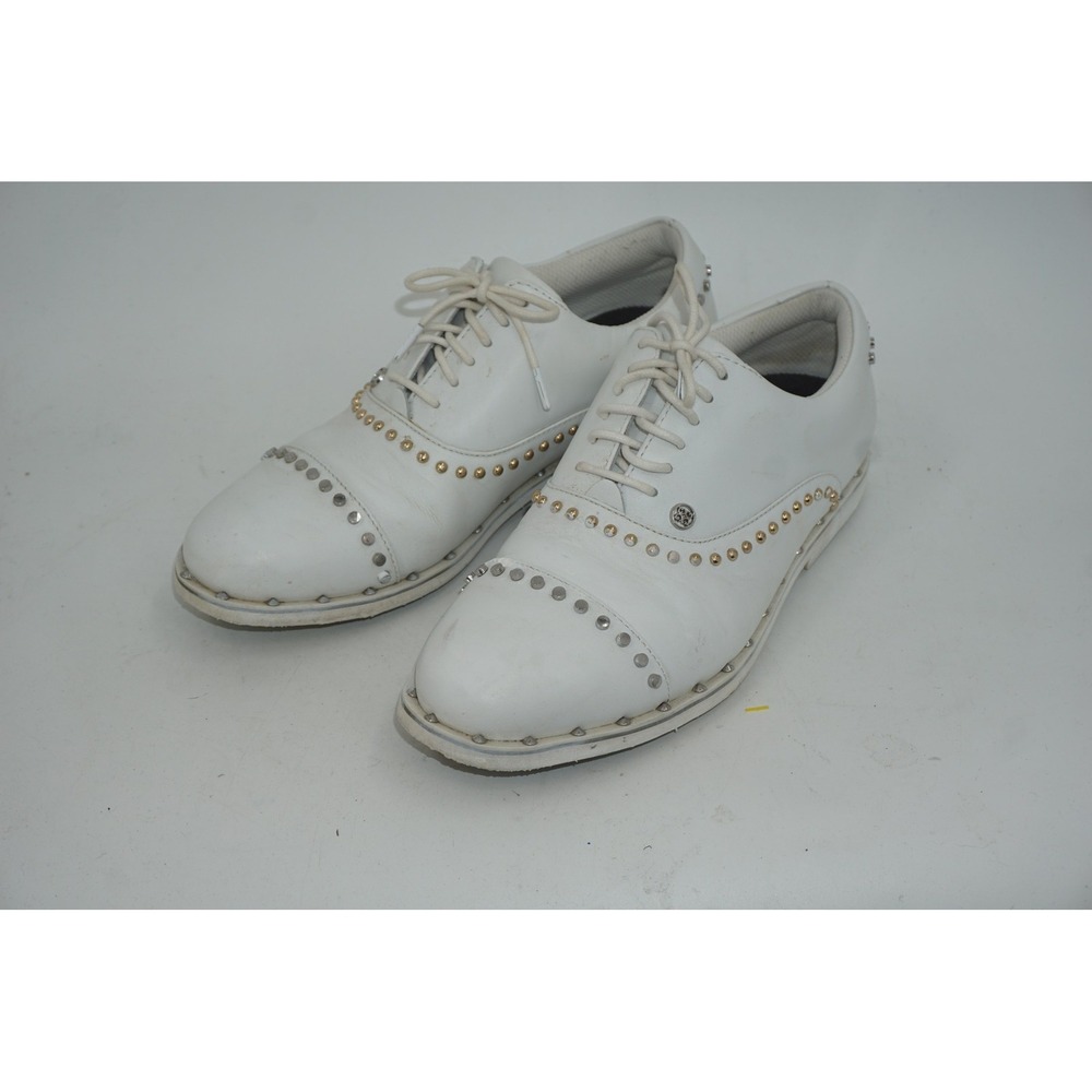 G/FORE Gallivanter Studded Golf Shoes White Leather Saddle Women's Size 9